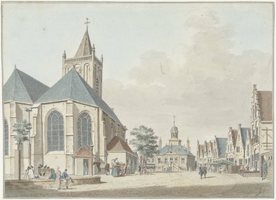 Trh ve Vlaardingenu s kostelem a radnicí od Pieter Jan van Liender