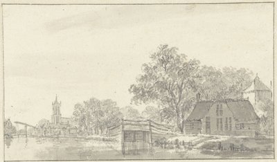 Výhled na vesnici s řekou od Pieter Jan van Liender