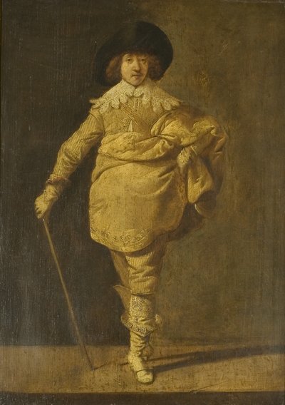 A Standing Cavalier, c.1630 (olej na panelu) od Pieter Jansz. Quast