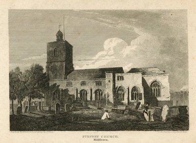 Stepney Church, Londýn (rytina) od Pieter Jansz. Quast
