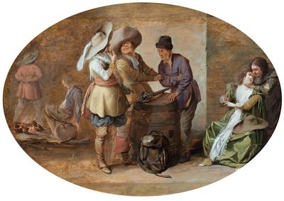 Interiér strážnice (olej na desce) od Pieter Jansz. Quast