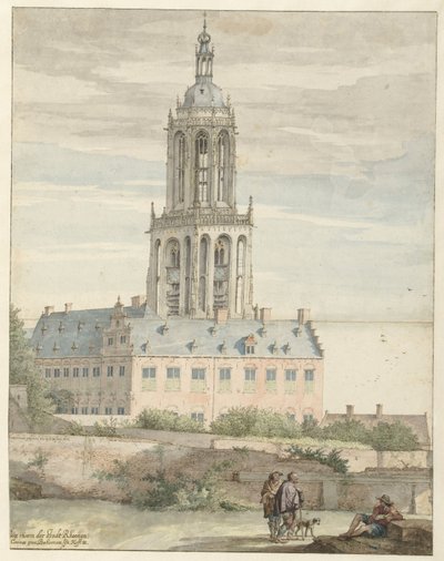 Pohled na palác Frederika V., kurfiřta Palatina a Sint-Cunerakerk, Rhenen od Pieter Jansz Saenredam