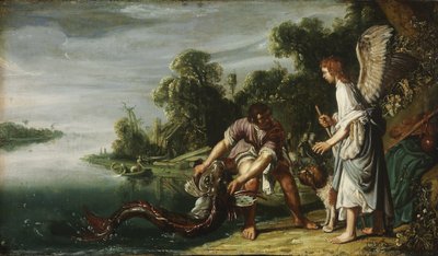 Anděl a Tobias s rybou od Pieter Lastman