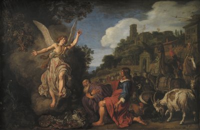 Anděl Raphael se rozchází se starým Tobitem a jeho synem Tobiášem od Pieter Lastman
