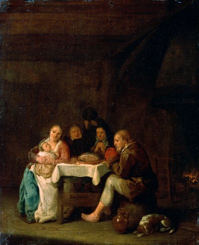 Modlitba před večeří, 17. století. od Pieter Meulener