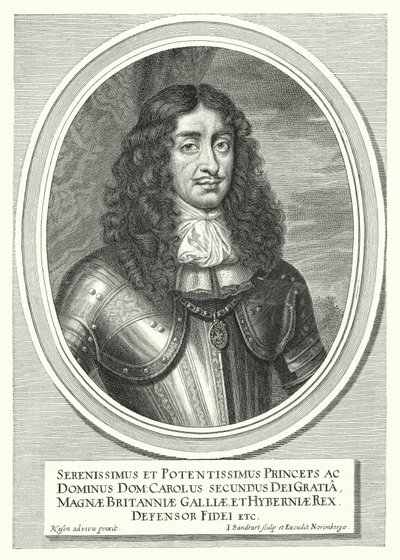 Karel II., král Anglie, Skotska a Irska (rytina) od Pieter Nason