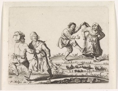 Dva tančící selské páry od Pieter Nolpe