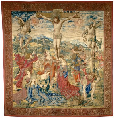 The Crucifixion   1237045   cs       czech Successfully Translated  Original: Larrivee dune icone (Arrival of an icon) (Sur une route de campagne, les villageois accourent pour voir et sagenouiller devant le tableau, apporte par un pope orthodoxe) - Peintu od Pieter Pannemaker I after Bernard van Orley