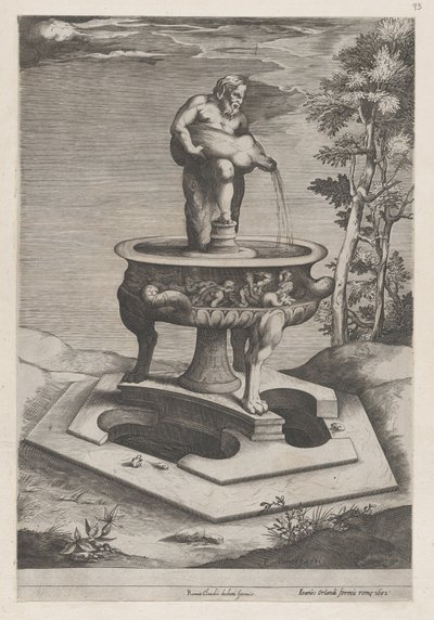 Zrcadlo římské velkoleposti: Fontána a pánev, 1581., 1581. od Pieter Perret