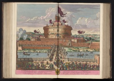 Engelenburcht aan de rivier de Tiber te Rome Hrad St. Angeli (jmenovitě Michaelis) nejvyššího (...) (titul na předmětu) od Pieter Schenk (I)