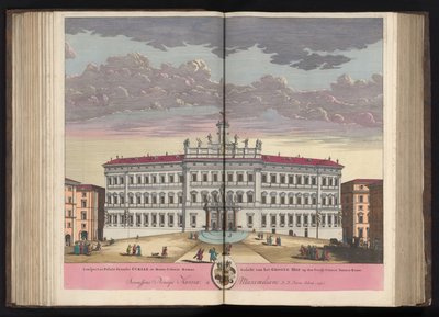 Palazzo di Montecitorio v Římě Pohled na palác Velkého dvora na Monte Citorio Řím (...) (název na objektu) od Pieter Schenk (I)