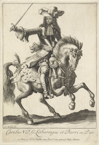 Jezdecký portrét Karla V. Leopolda, vévody lotrinského od Pieter Stevens (vermeld in 1689)