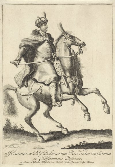 Jezdecký portrét polského krále Jana III. Sobieského od Pieter Stevens (vermeld in 1689)