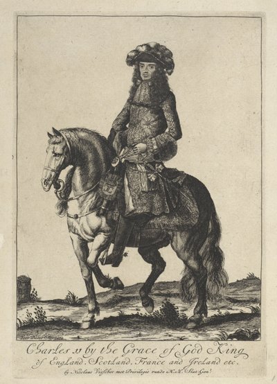 Jezdecký portrét anglického krále Karla II od Pieter Stevens (vermeld in 1689)