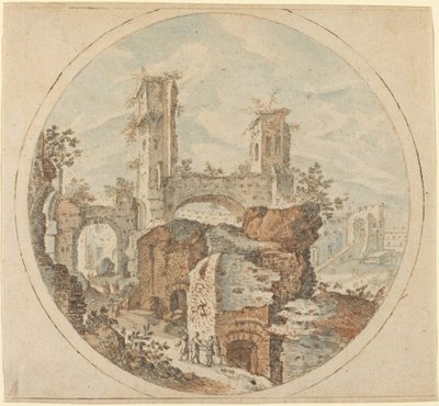 Cestovatelé mezi římskými ruinami od Pieter Stevens