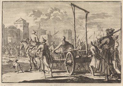 Příjezd Stepana Razina a jeho bratra Frola do železné klece v Moskvě, 1671, 1698 od Pieter Van der Aa