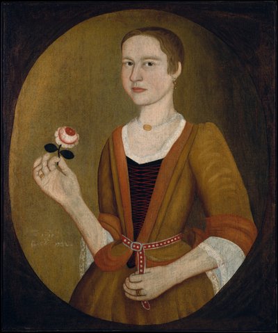 Mladá dáma s růží, 1732. od Pieter Vanderlyn