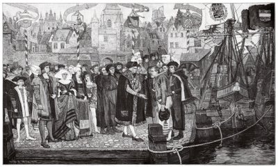 Obchod s cukrem, Antverpy, asi 1510-20 (rytina) od Pieter Verhaert