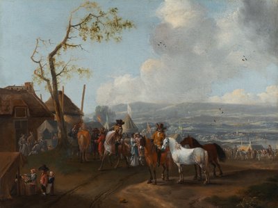 Scéna z tábora (olej na plátně) od Pieter Wouwermans or Wouwerman