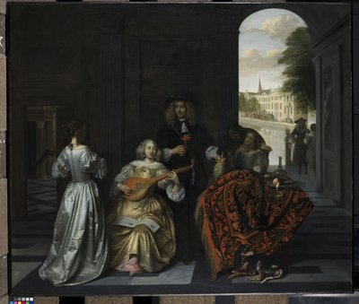 Hudební večírek (olej na plátně) od Pieter de Hooch