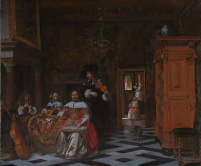 Portrét rodiny hrající hudbu, 1663 od Pieter de Hooch