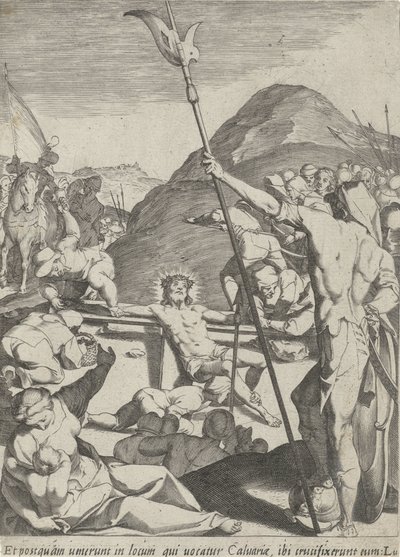 Kristus je přibit na kříž Umučení Krista (název série) Passionis et resurrectionis (název série) od Pieter de Jode (I)
