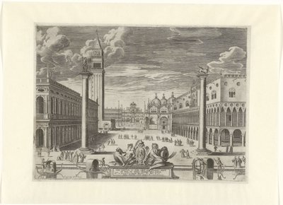 Pohled na Piazzetta v Benátkách, 1585 Vrbs Venetvm vt Nvlli (...) (název na objektu) od Pieter de Jode (I)