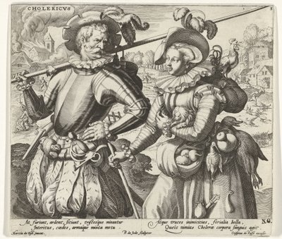 Cholerický temperament Cholericvs (titul na objektu) Čtyři temperamenty (název seriálu) od Pieter de Jode (I)
