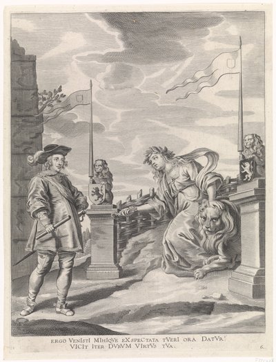 Ferdinand obdrží klíče od města od městské panny z Gentu Radostný vstup kardinála-Nemluvně v Gentu, 1635 (název série) od Pieter de Jode (II)