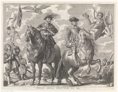 Karel V. a Ferdinand na koni Radostný vstup kardinála-Nemluvně v Gentu, 1635 (název série) od Pieter de Jode (II)