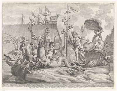 Podívaná s Neptunovým vozem Radostný vstup kardinála-Nemluvně v Gentu, 1635 (název série) od Pieter de Jode (II)