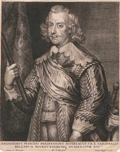 Nejklidnější princ Ferdinand Rakouský S.R.E. Kardinál Belgičanů, guvernér Burgundska atd. od Pieter de Jode