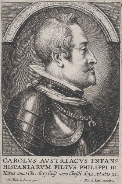 Portrét Karla Rakouského, Infante ze Španělska, z profilu vpravo, ca. 1650. od Pieter de Jode II