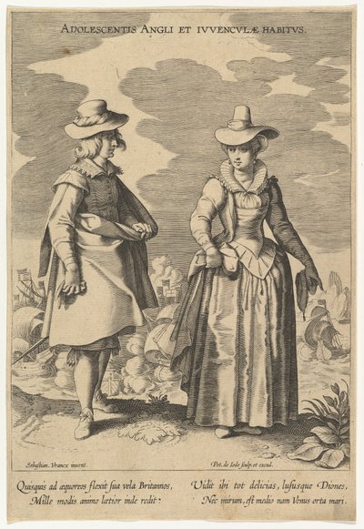 Angličtina dospívajících a postoje mladých žen, od Fashions of Different Nations.n.d. od Pieter de Jode I