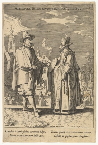 Šaty belgického obchodníka a jeho manželky, od Fashions of Different Nations.n.d. od Pieter de Jode I