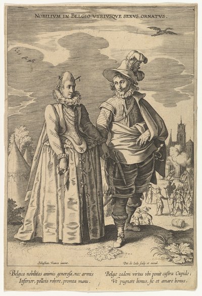 Šlechtici v Nizozemsku Ornament obou pohlaví, od Fashions of Different Nations.n.d. od Pieter de Jode I