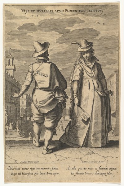 Zvyky mužů a žen ve Florencii, z Módy různých národů.n.d. od Pieter de Jode I