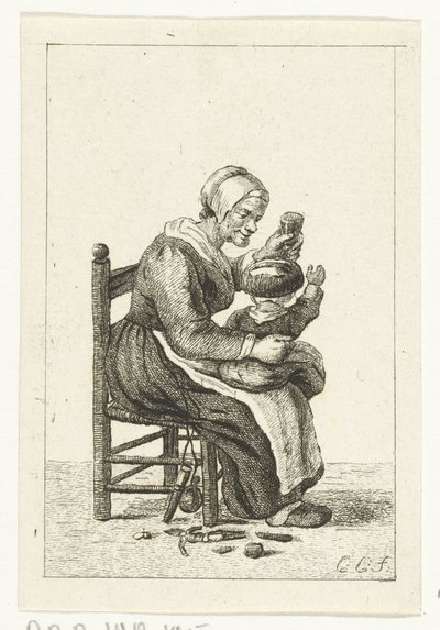 Žena s dítětem na klíně od Pieter de Mare