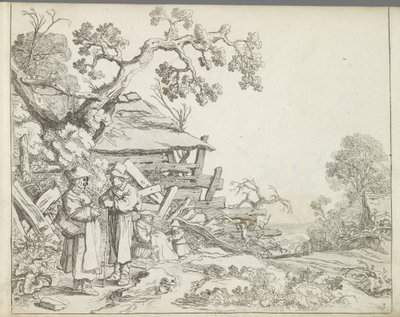Krajina s farmářem a jeho ženou Krajiny s postavami (název série) Zrcadlo přírody a škola kreslení (...) (název série) od Pieter de Molijn