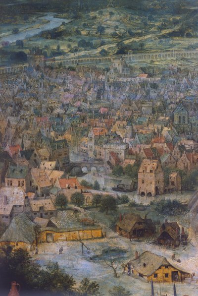 Město, detail z Babylonské věže od Pieter Bruegel the Elder