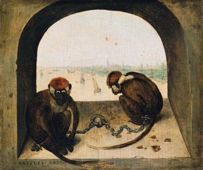 Dvě spoutané opice od Pieter Bruegel the Elder