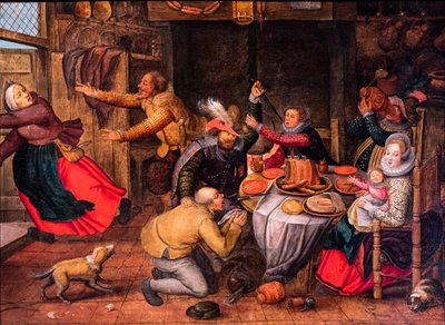 Hospodská scéna, konec 16. - začátek 17. století (olej na dřevě) od Pieter the Younger Brueghel