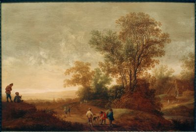 Říční krajina s loveckou družinou od Pieter van Asch