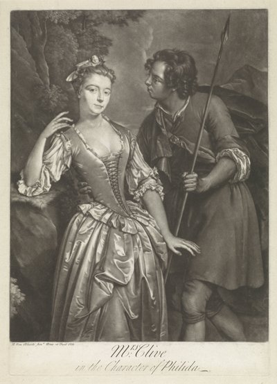 Herečka Catherine Clive v roli Phyllidy od Pieter van Bleeck