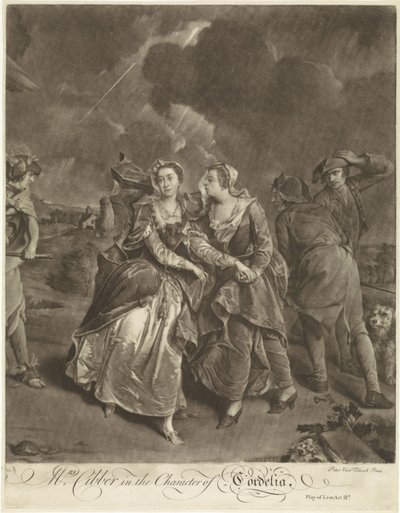 Herečka Susannah Maria Cibber jako Cordelia od Pieter van Bleeck