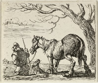 Farmář s koněm od Pieter van Laer