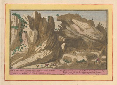Pohoří San Adrian v Biskajsku Klippig Mountains of S. Hadrian, den Kluysebaar, v Biskajsku; úzkým průchodem přivádějícím cestující do Kastilie (titul na předmětu) Theatrum Hispaniae (...) (název série) od Pieter van den Berge