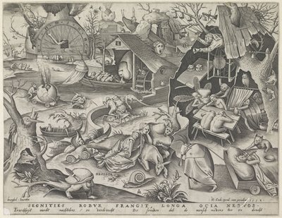 Lenost Desidia (název na objektu) Sedm smrtelných hříchů (název série) od Pieter van der Heyden