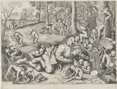 kramář okraden opicemi od Pieter van der Heyden