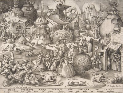 Pride Superbia, ze série Sedm smrtelných hříchů, 1558. od Pieter van der Heyden